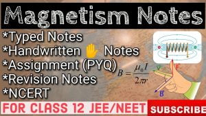 Read more about the article Magnetism Notes ||Best Notes for IIT-JEE,NEET -Typed,Handwritten,NCERT || PDF Format Available |